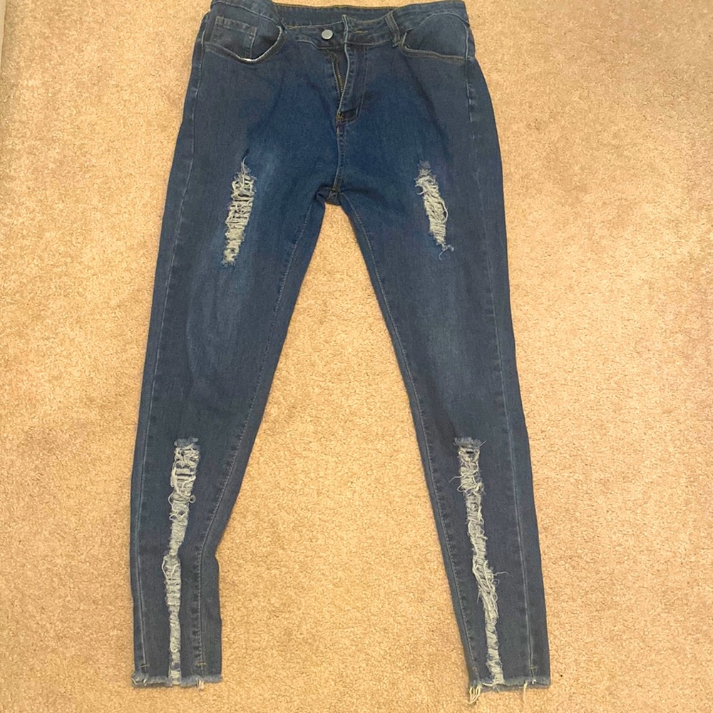 Blue jeans are too small on me.